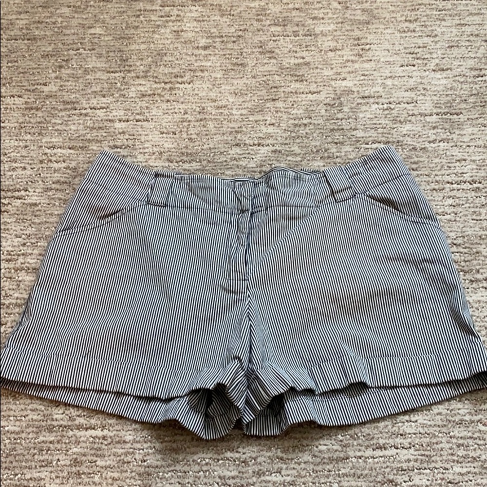 Black and white striped shorts
